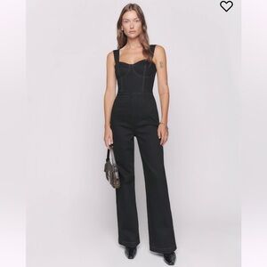 NWT Reformation Nikki Bustier Denim Jumpsuit